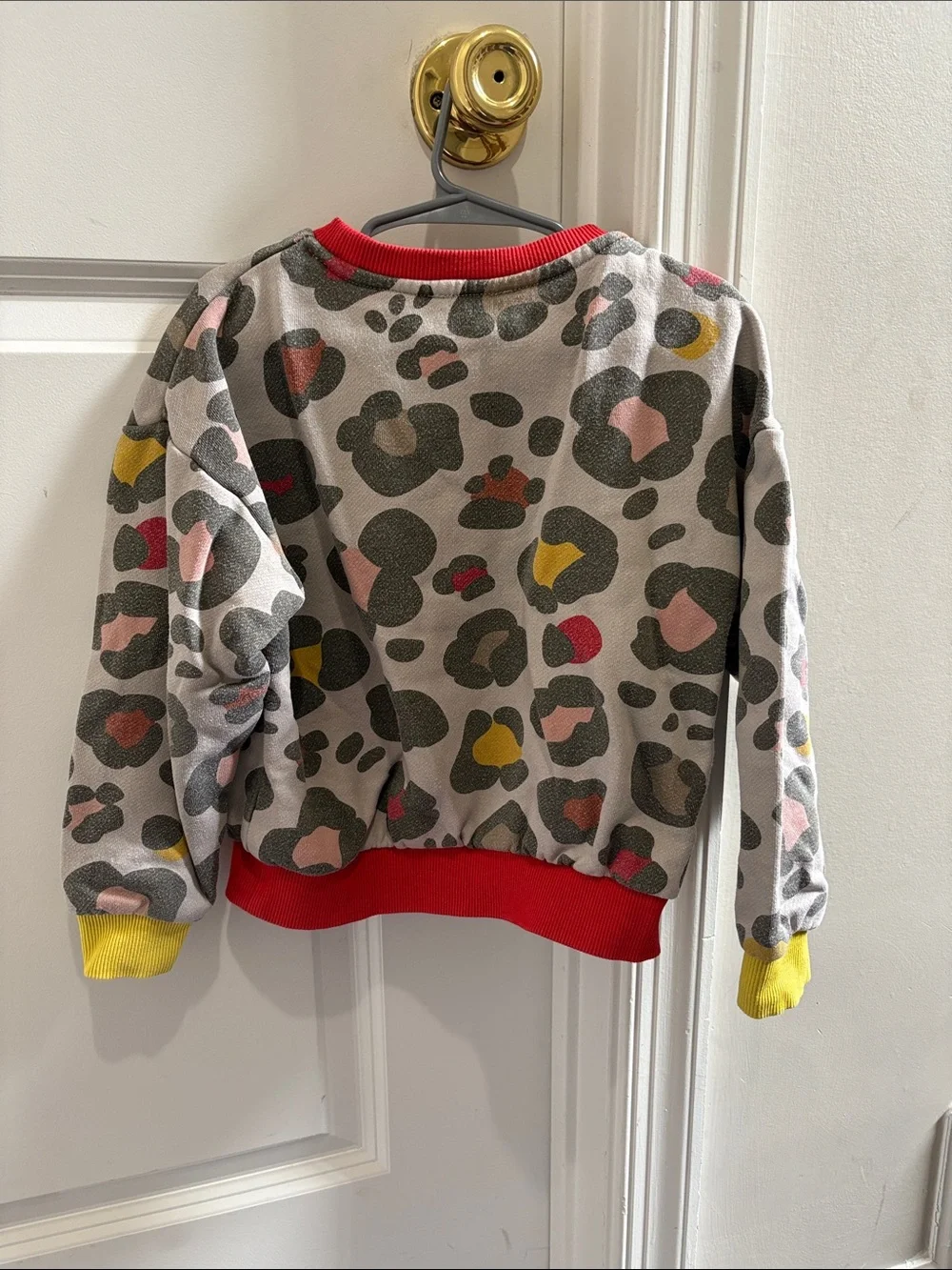 Kenzo Kids Grey Leopard Print Sweatshirt with Red & Yellow Trim
